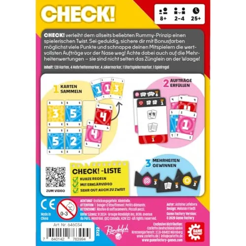 Game Factory Check Kartenspiel Grundspiel 2-4 Spieler Bonusfarbe
