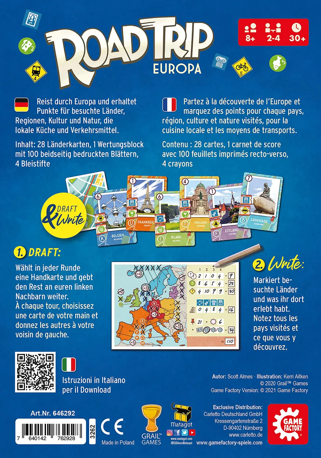 Game Factory Road Trip Europa Kartenspiel 2-4 Spieler