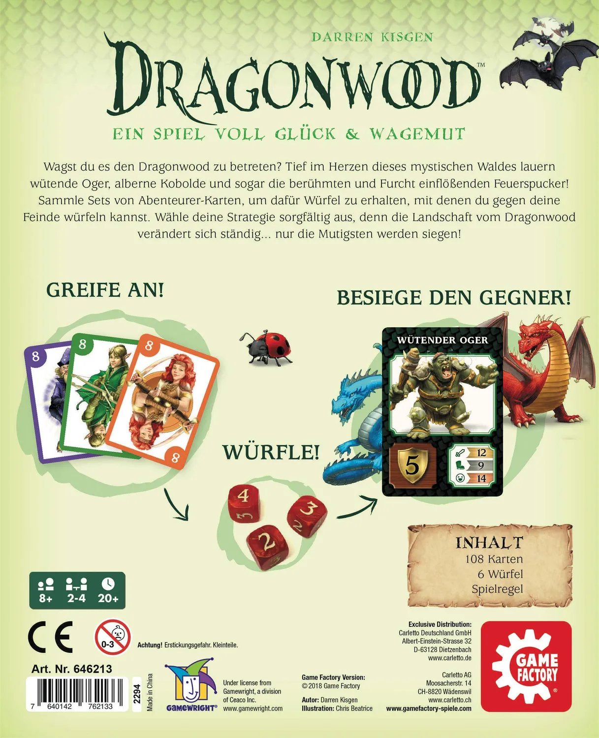 Game Factory Dragonwood 646213 Kartenspiel mit Würfeln
