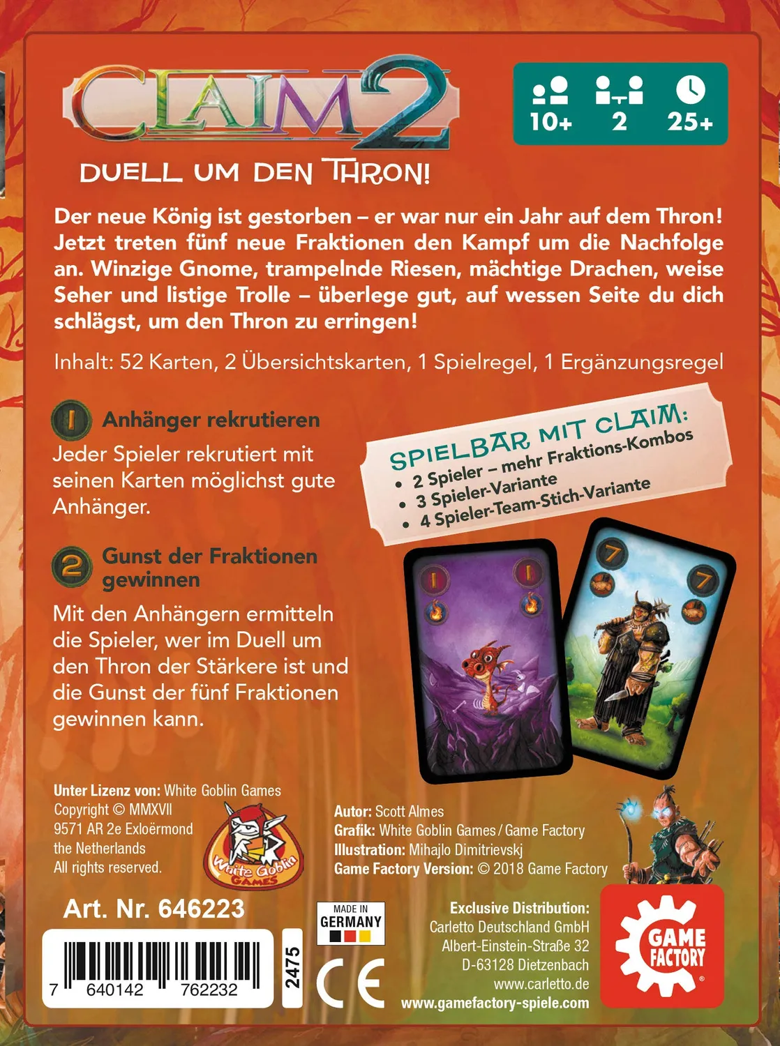 Game Factory Claim 2 Stichspiel für 2 Spieler