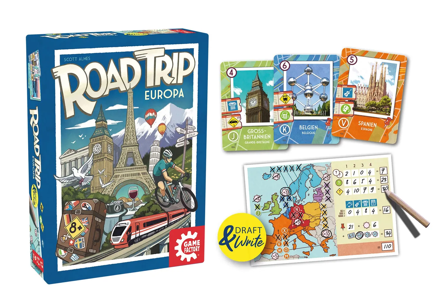 Game Factory Road Trip Europa Kartenspiel 2-4 Spieler