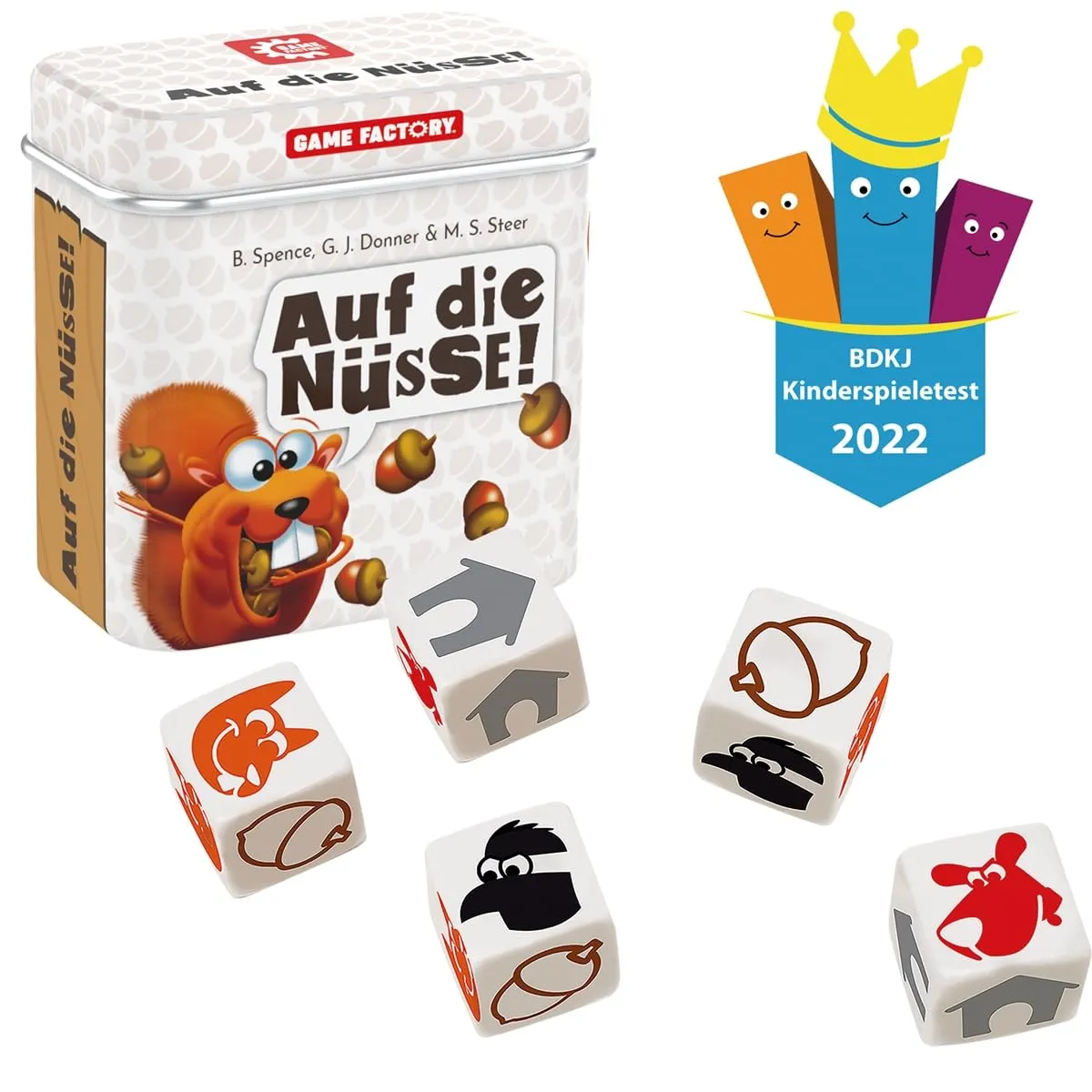 Game Factory Auf die Nüsse 646273 Würfelspiel Metalldose