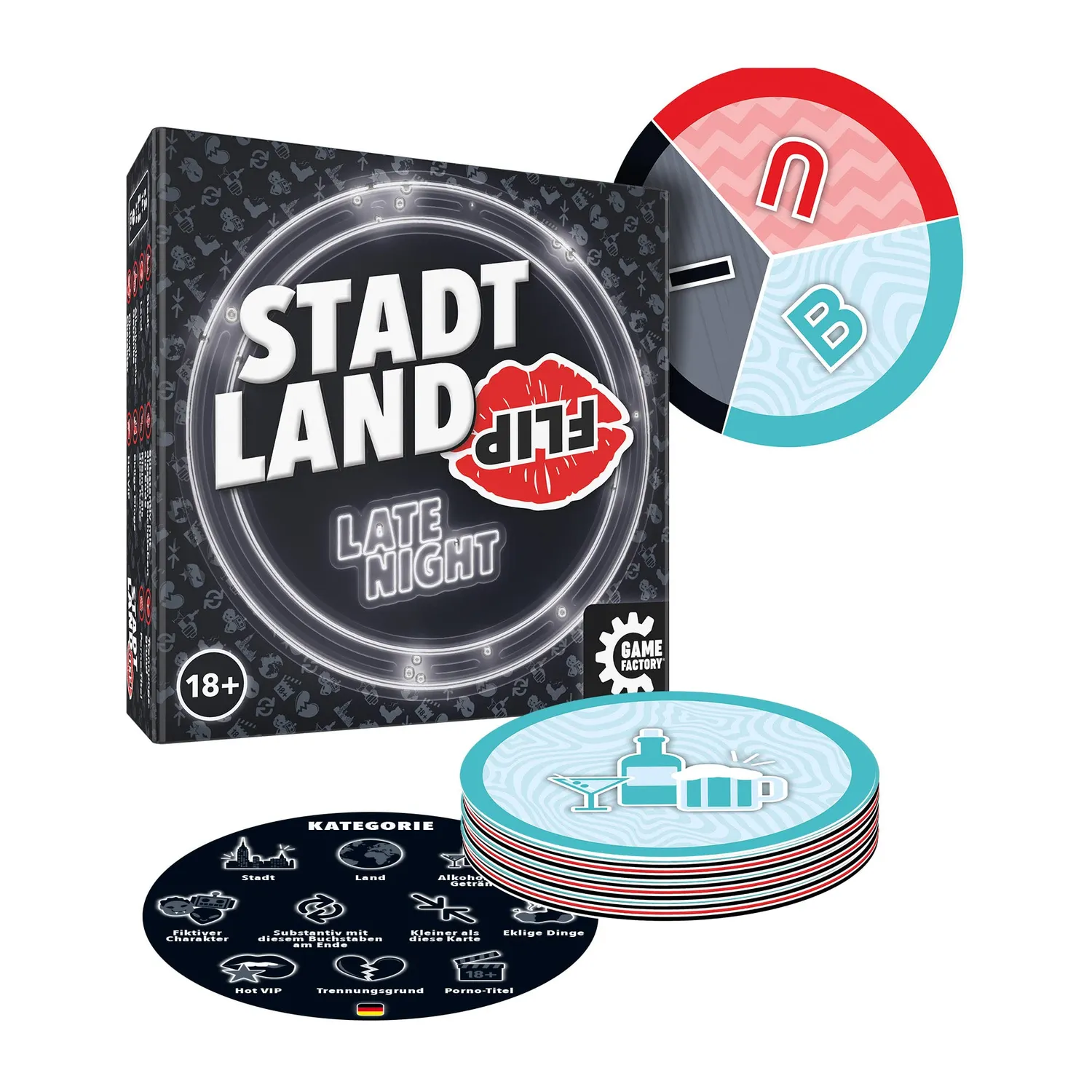 Game Factory Stadt Land Flip Late Night Wortspiel 2-6 Spieler 18+
