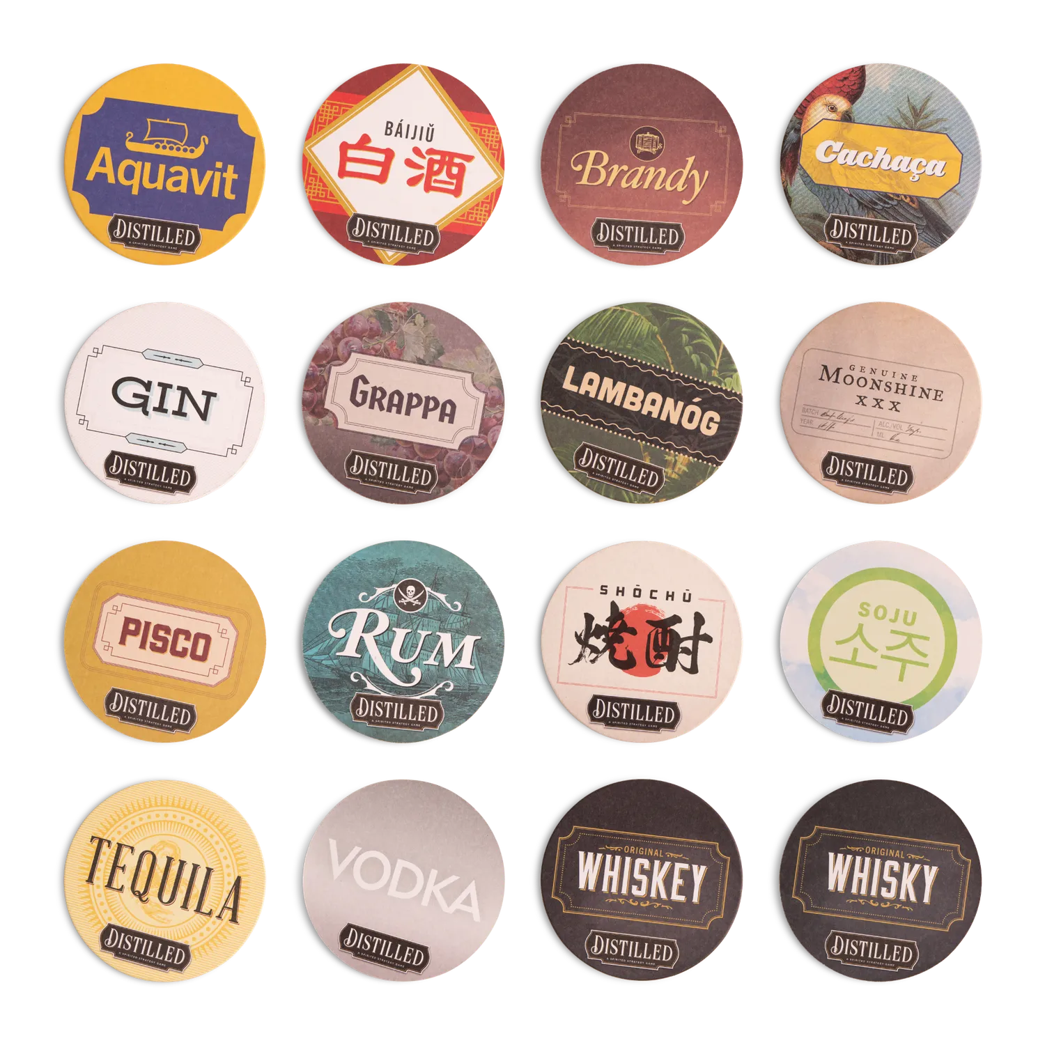 Paverson Games Distilled Coasters Untersetzer 8er Spirituosen