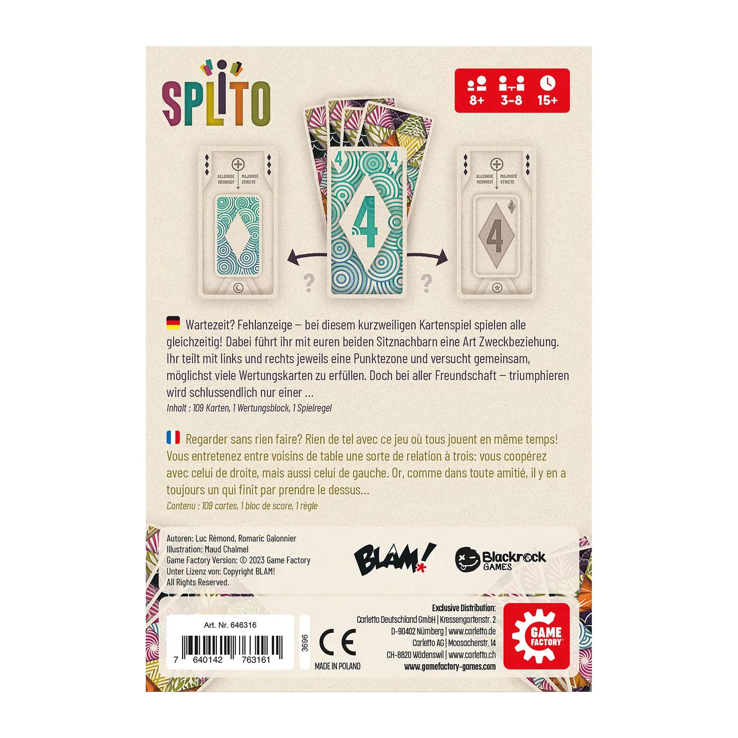 Game Factory Splito 646316 Kartenspiel 3-8 Spieler Draft