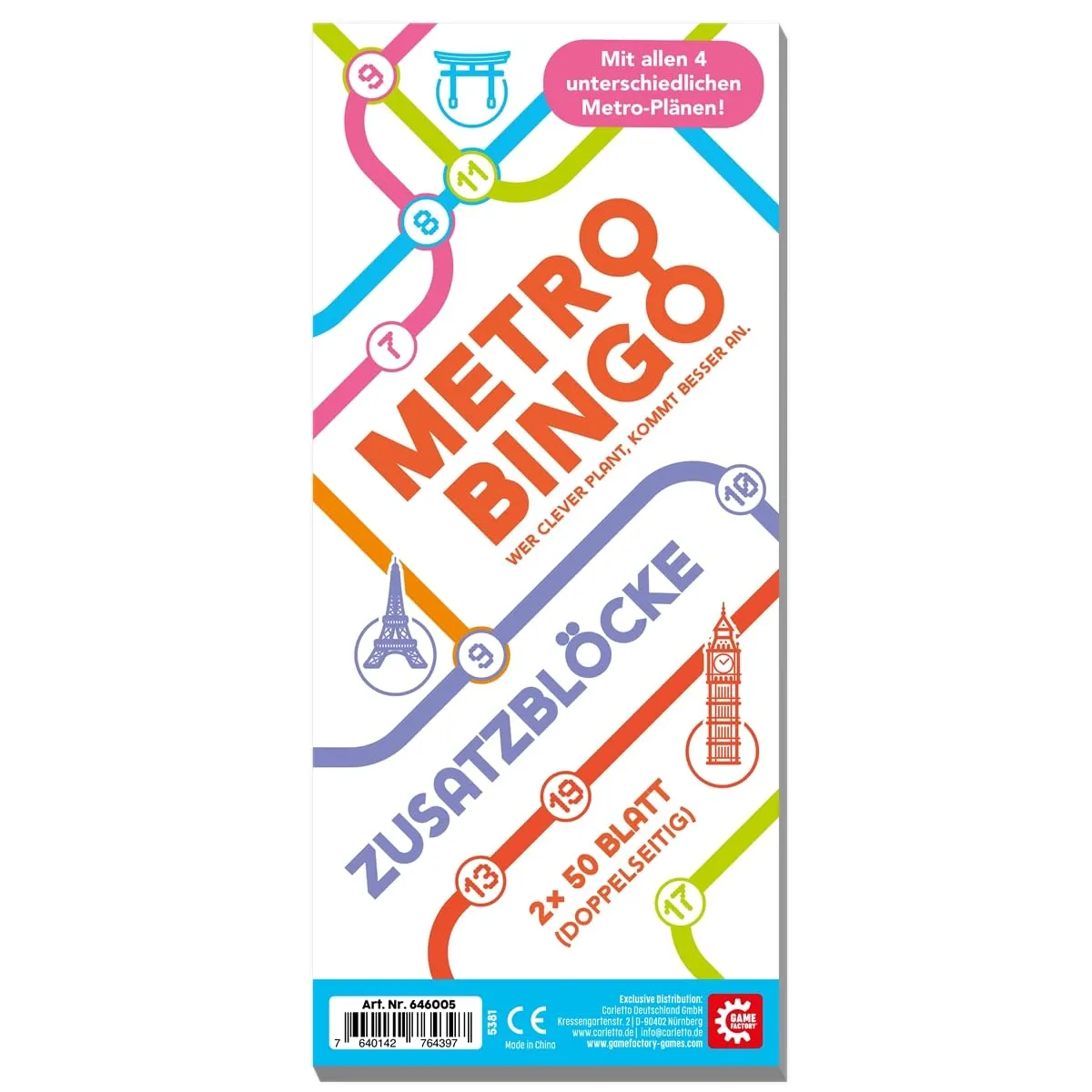 Game Factory Metro Bingo Gesellschaftsspiel Grundspiel 1-50 Spieler