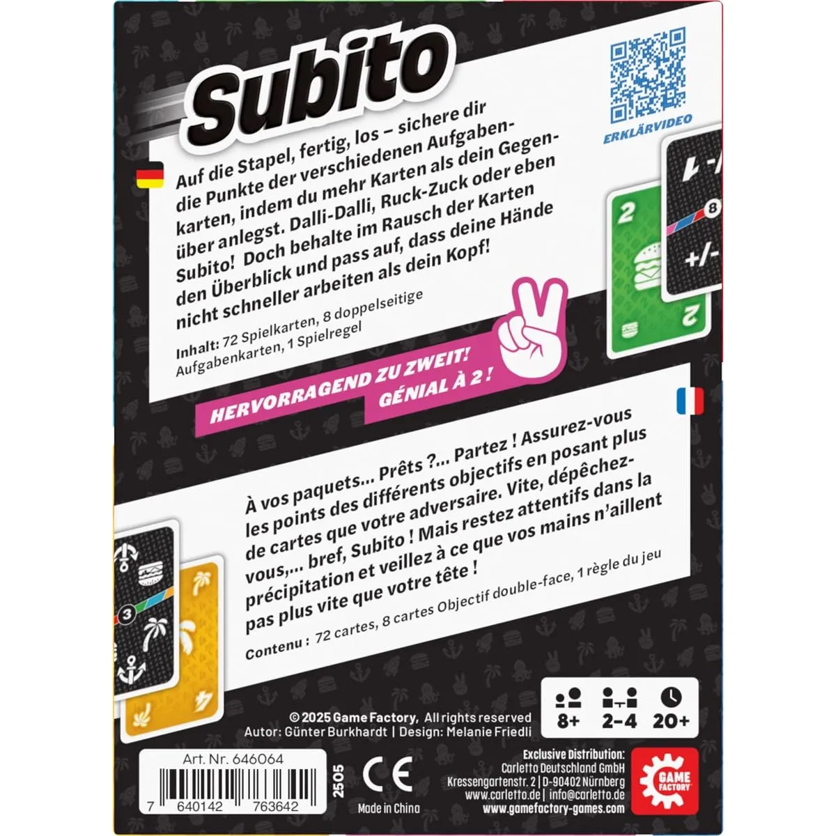 Game Factory Subito 646064 Kartenspiel 2-4 Spieler schnell