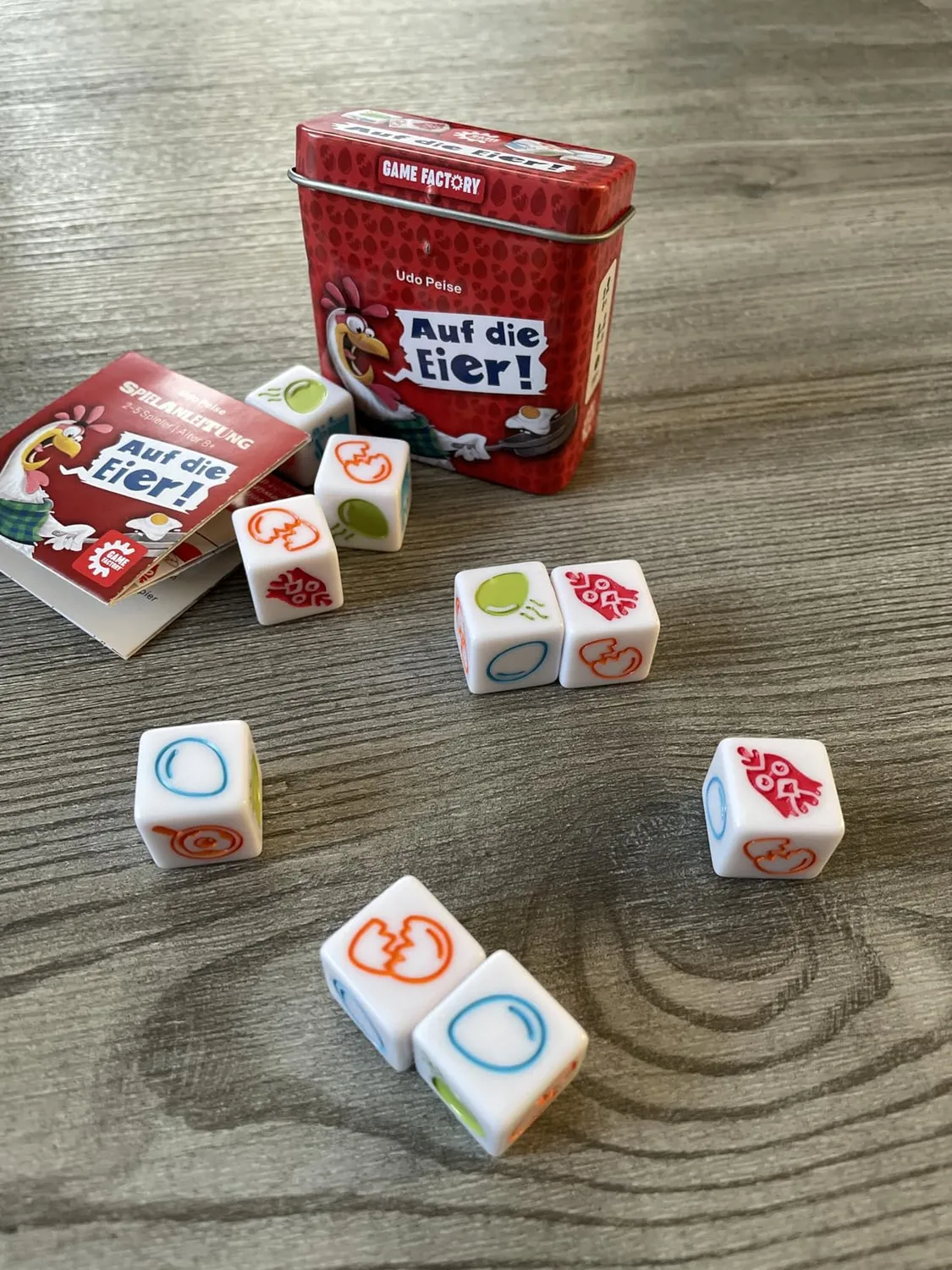 Game Factory Auf die Eier 646038 Würfelspiel Mini-Dose Zock