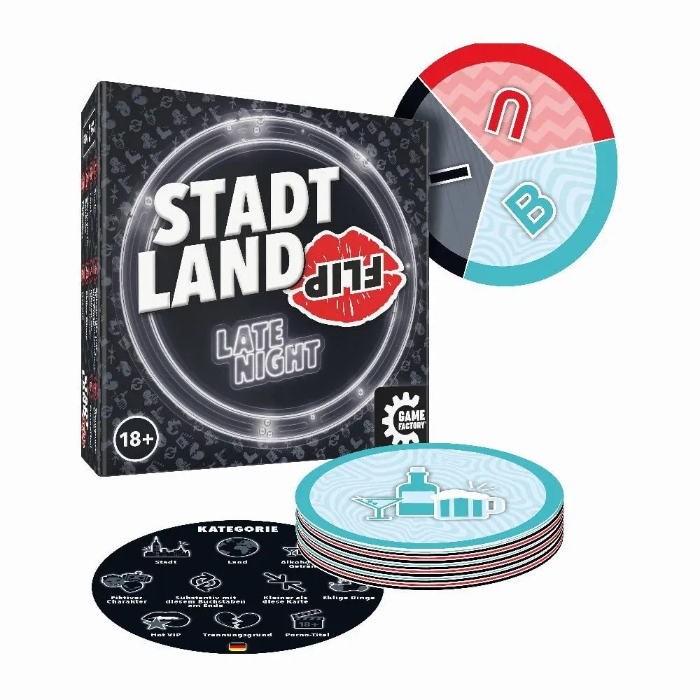 Game Factory Stadt Land Flip Late Night Wortspiel 2-6 Spieler 18+