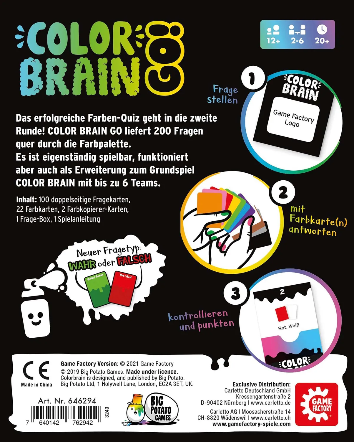 Game Factory Color Brain Go! 646294 Quizspiel 200 Fragen