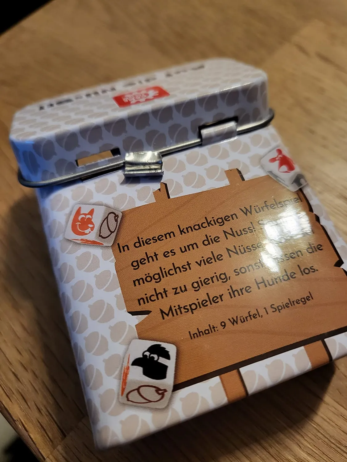 Game Factory Auf die Nüsse 646273 Würfelspiel Metalldose