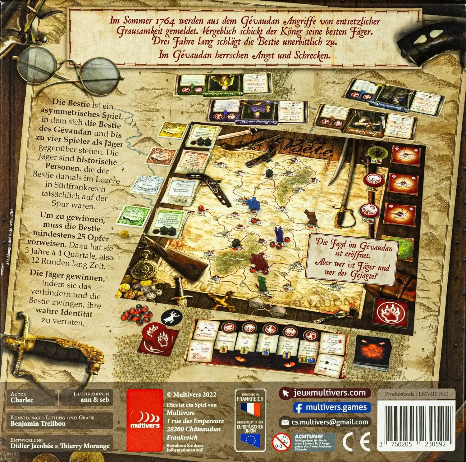 Koalla La Bête Die Bestie Brettspiel asymmetrisch Ermittler