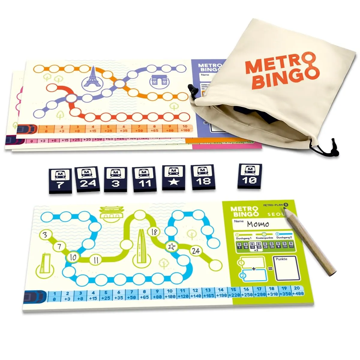 Game Factory Metro Bingo Gesellschaftsspiel Grundspiel 1-50 Spieler